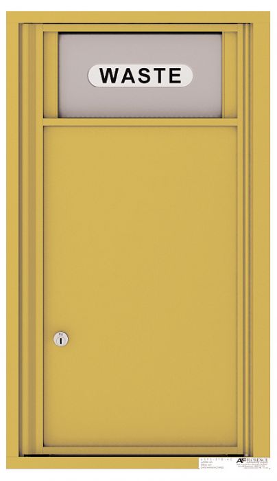 Versatile Front Loading Single Column Trash Receptacle Recycling Bin-Gold Speck (GS)