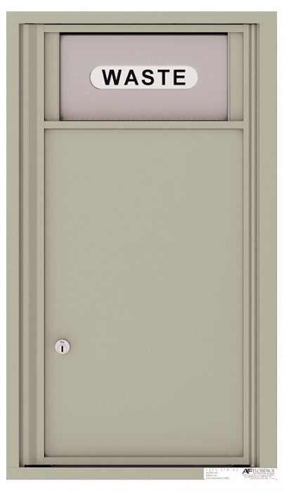 Versatile Front Loading Single Column Trash Receptacle Recycling Bin-Postal Grey (PG)