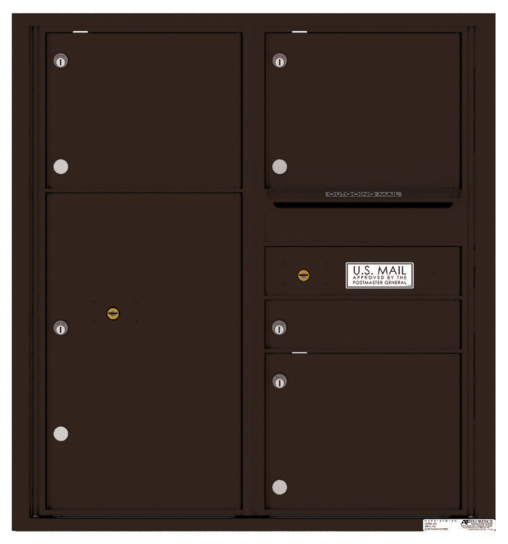 Versatile Front Loading Double Column Commercial Mailbox with 4 Tenant Compartments and 1 Parcel Locker-Dark Bronze (DB)