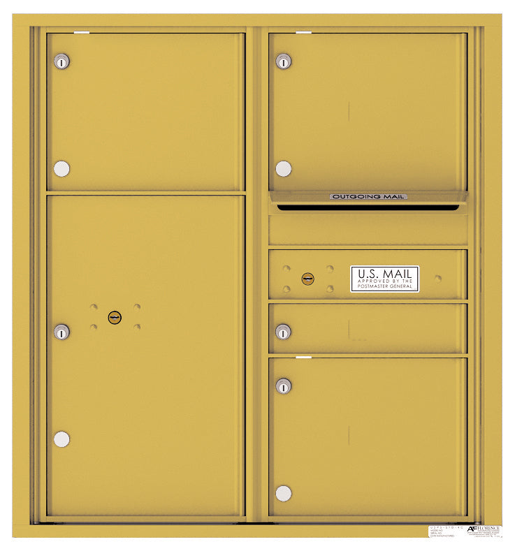 Versatile Front Loading Double Column Commercial Mailbox with 4 Tenant Compartments and 1 Parcel Locker-Gold Speck (GS)