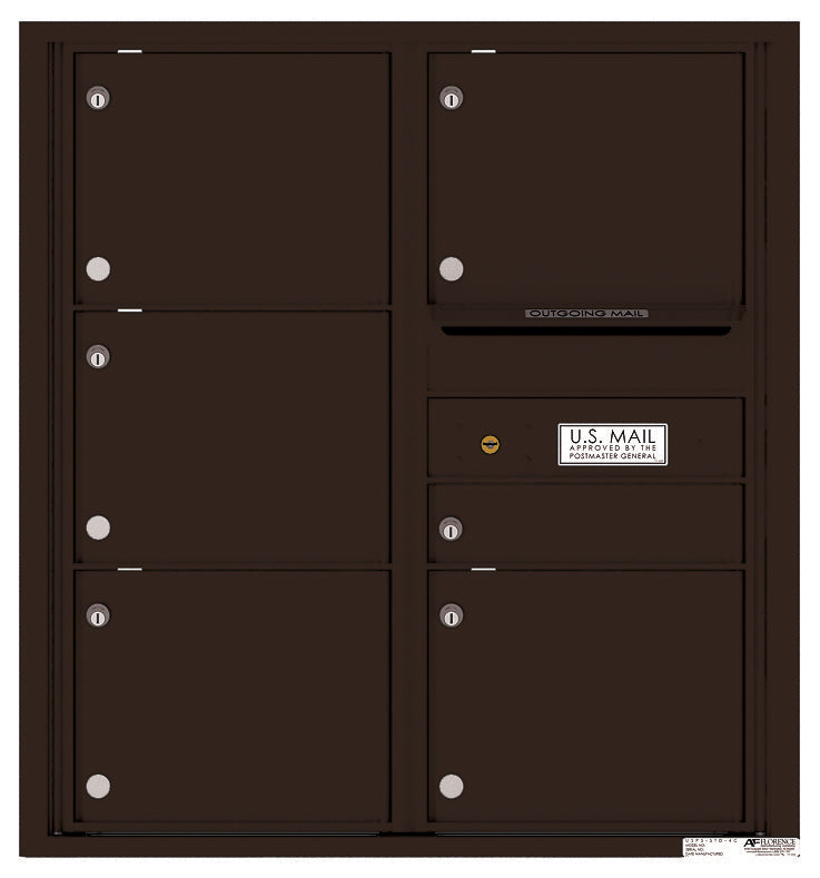 Versatile Front Loading Double Column Commercial Mailbox with 6 Tenant Compartments and Outgoing Mail Slot-Dark Bronze (DB)