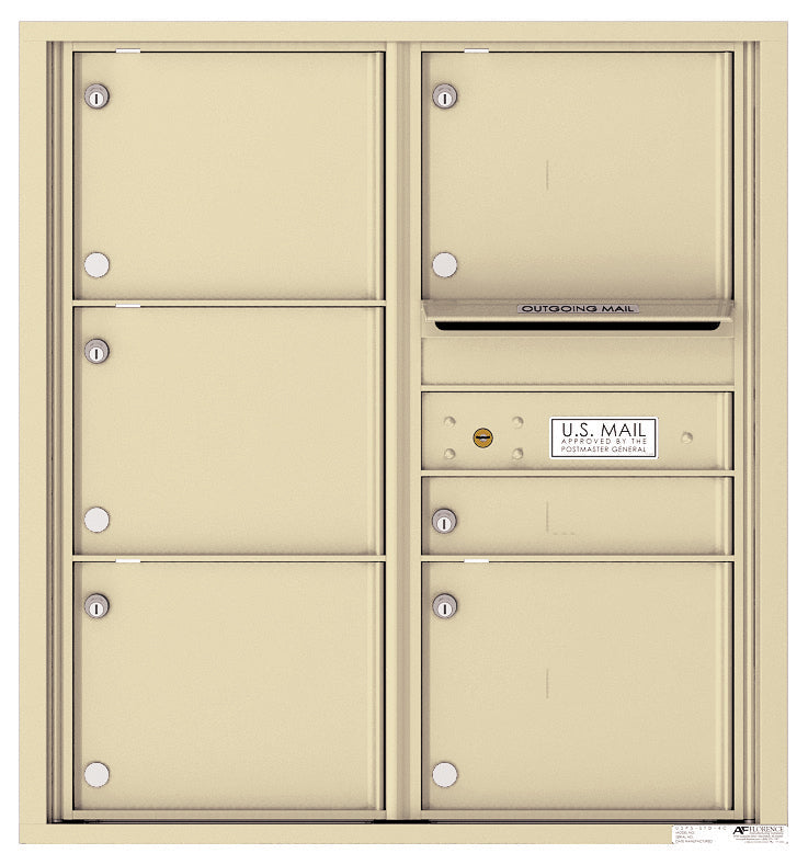 Versatile Front Loading Double Column Commercial Mailbox with 6 Tenant Compartments and Outgoing Mail Slot-Sandstone (SD)