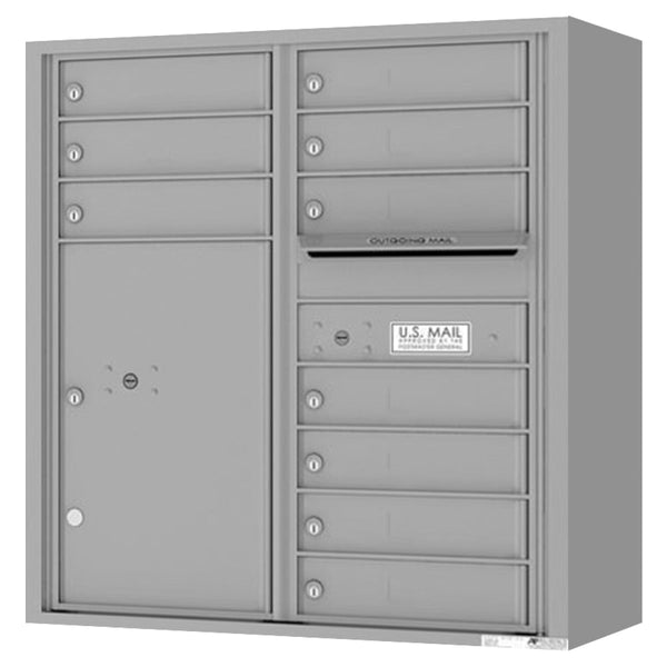 Florence 4C Horizontal Mailbox - 10 Doors, 1 Parcel Locker - 9 Doors High Private Access