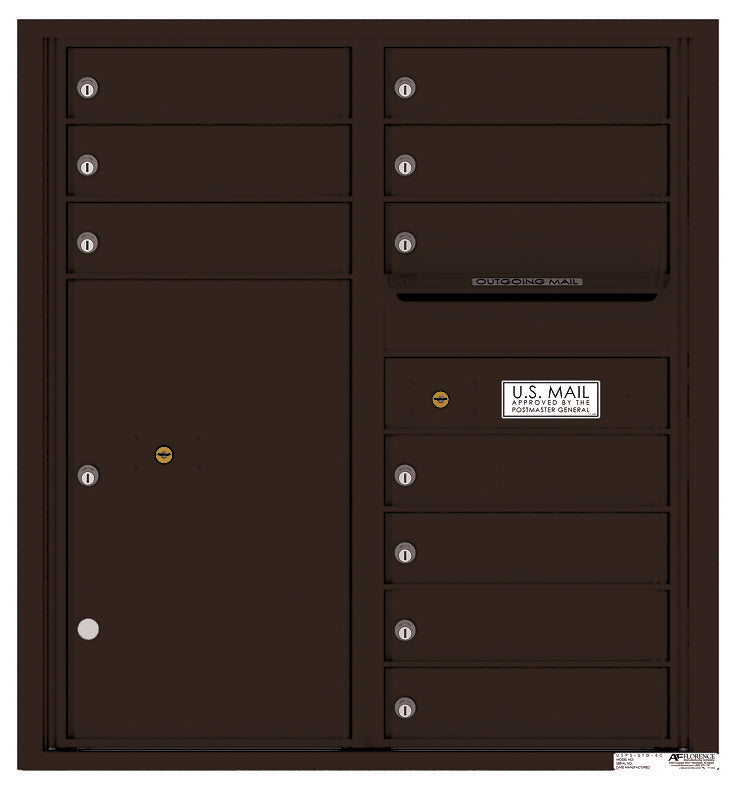 Versatile Front Loading Double Column Commercial Mailbox with 10 Tenant Doors and 1 Parcel Locker-Dark Bronze (DB)