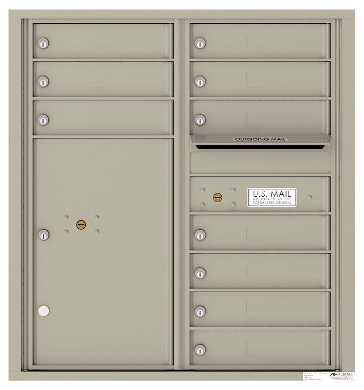 Versatile Front Loading Double Column Commercial Mailbox with 10 Tenant Doors and 1 Parcel Locker-Postal Grey (PG)
