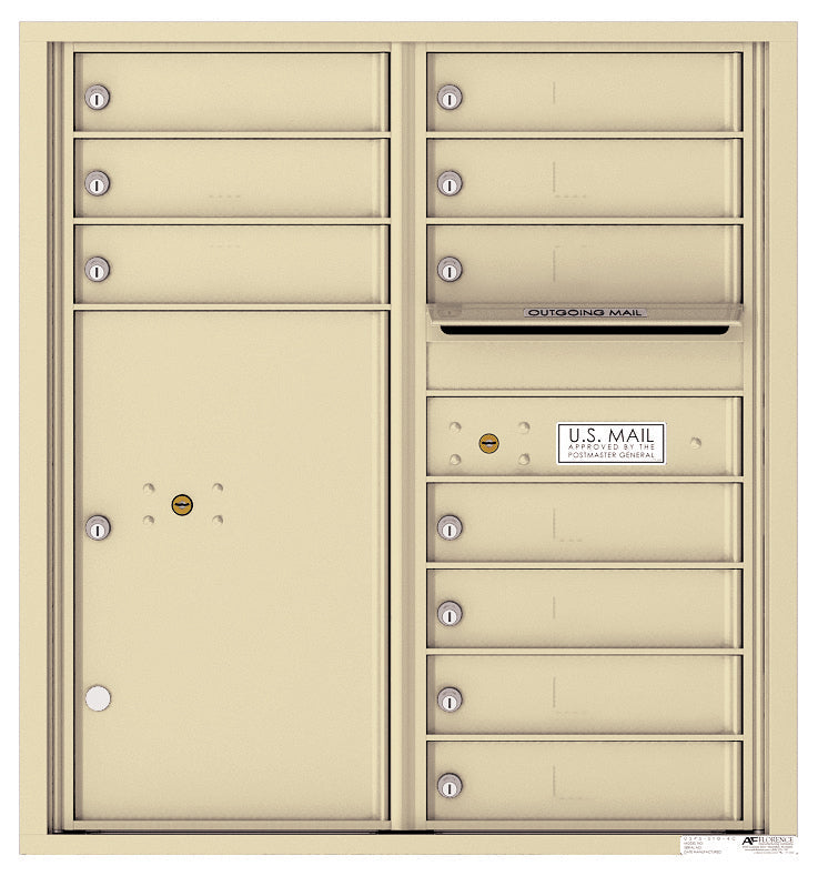 Versatile Front Loading Double Column Commercial Mailbox with 10 Tenant Doors and 1 Parcel Locker-Sandstone (SD)