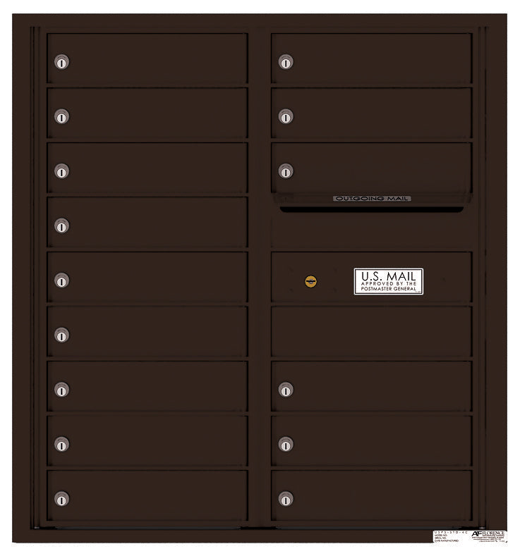 Versatile Front Loading Double Column Commercial Mailbox with 15 Tenant Doors and Outgoing Mail Slot-Dark Bronze (DB)