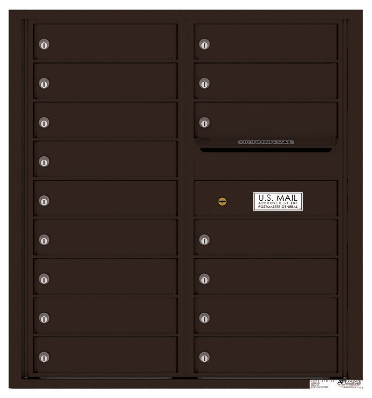 Versatile Front Loading Double Column Commercial Mailbox with 16 Tenant Doors and Outgoing Mail Slot-Dark Bronze (DB)