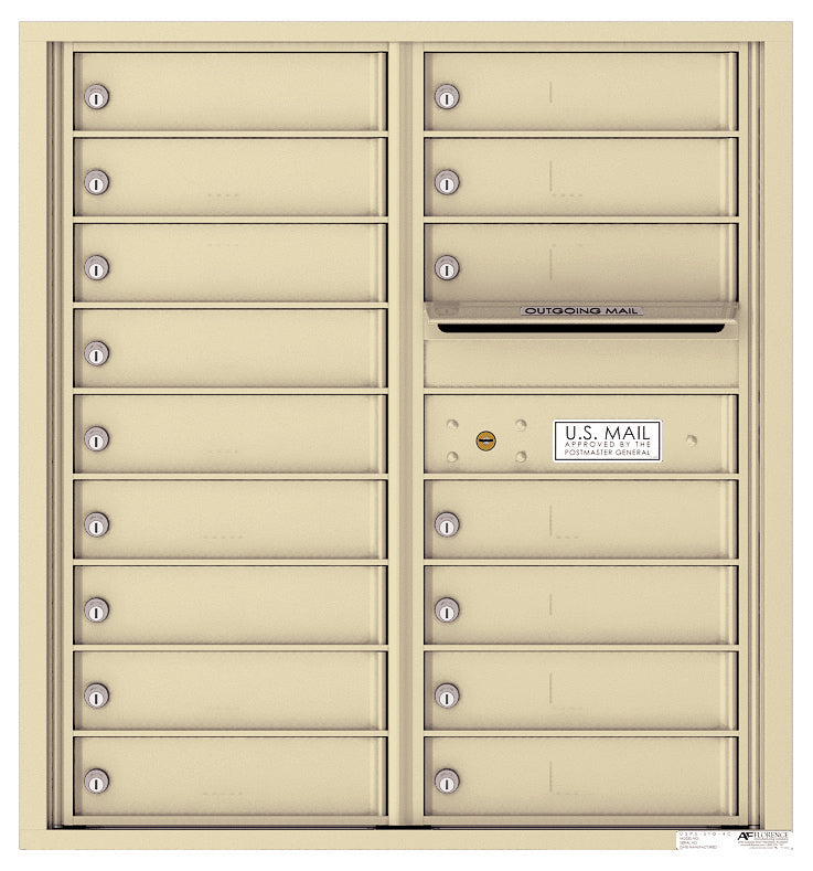 Versatile Front Loading Double Column Commercial Mailbox with 16 Tenant Doors and Outgoing Mail Slot-Sandstone (SD)