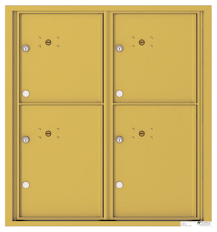 Versatile Front Loading Fully Recessed Double Column Commercial Mailbox with 4 Extra-Large Parcel Lockers-Gold Speck (GS)