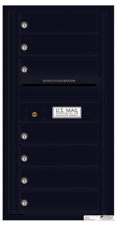 Versatile Front Loading Single Column Commercial Mailbox with 7 Tenant Compartments and Outgoing Mail Slot-Black (BK)
