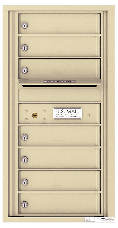 Versatile Front Loading Single Column Commercial Mailbox with 7 Tenant Compartments and Outgoing Mail Slot-Sandstone (SD)