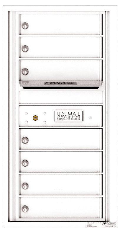 Versatile Front Loading Single Column Commercial Mailbox with 7 Tenant Compartments and Outgoing Mail Slot-White (WH)