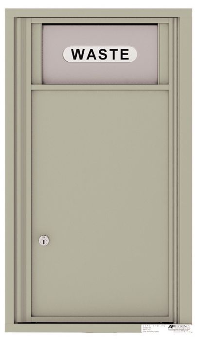 Versatile Front Loading Single Column Small Trash Receptacle Recycling Bin-Postal Grey (PG)