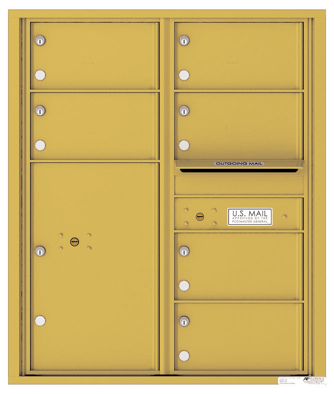 Versatile Front Loading Double Column Commercial Mailbox with 6 Tenant Compartments and 1 Parcel Locker-Gold Speck (GS)
