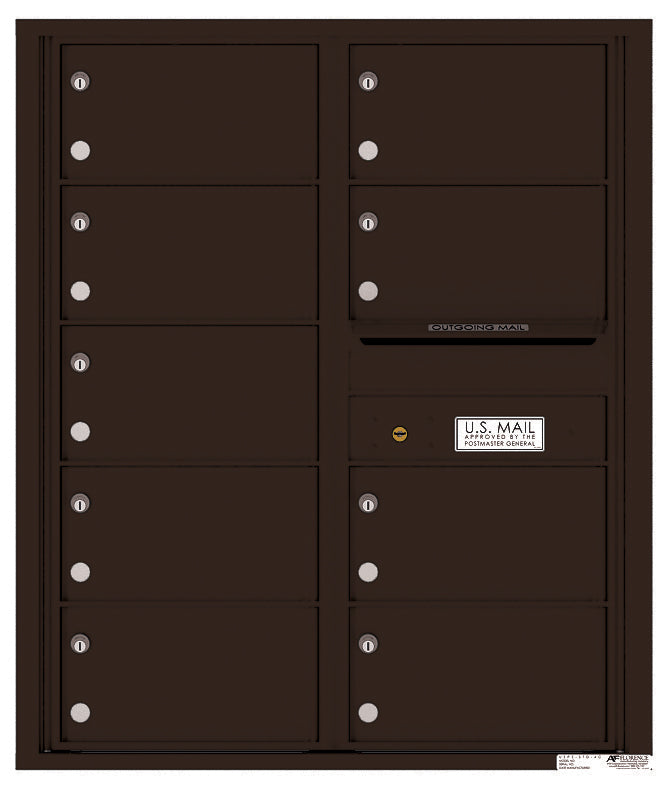Versatile Front Loading Double Column Commercial Mailbox with 9 Tenant Compartments and Outgoing Mail Slot-Dark Bronze (DB)