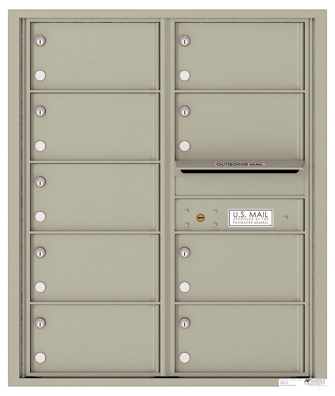 Versatile Front Loading Double Column Commercial Mailbox with 9 Tenant Compartments and Outgoing Mail Slot-Postal Grey (PG)