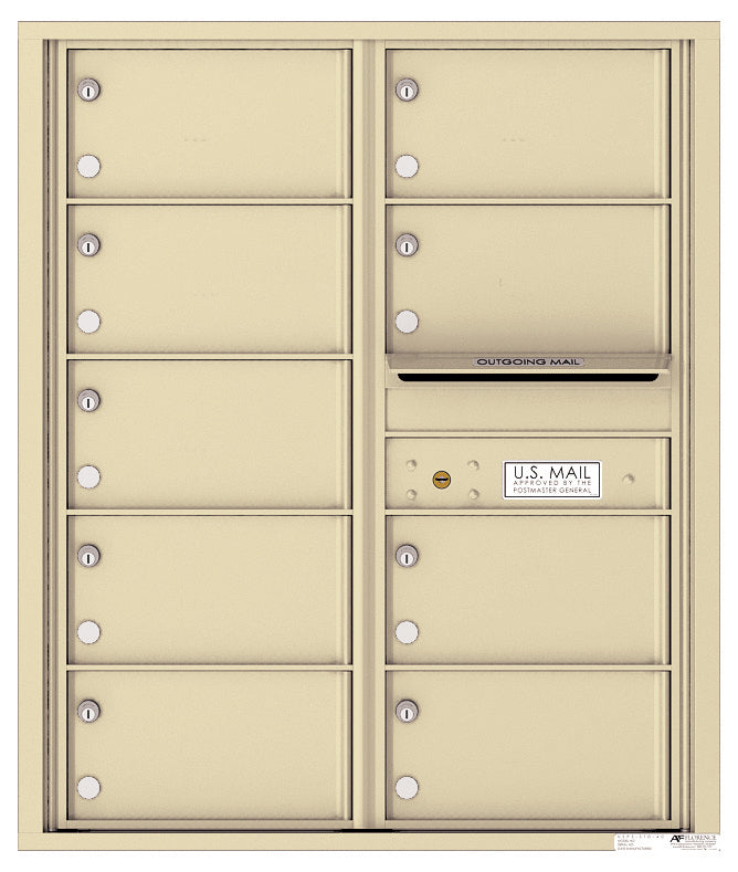 Versatile Front Loading Double Column Commercial Mailbox with 9 Tenant Compartments and Outgoing Mail Slot-Sandstone (SD)