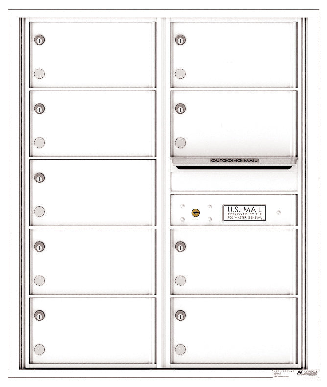 Versatile Front Loading Double Column Commercial Mailbox with 9 Tenant Compartments and Outgoing Mail Slot-White (WH)