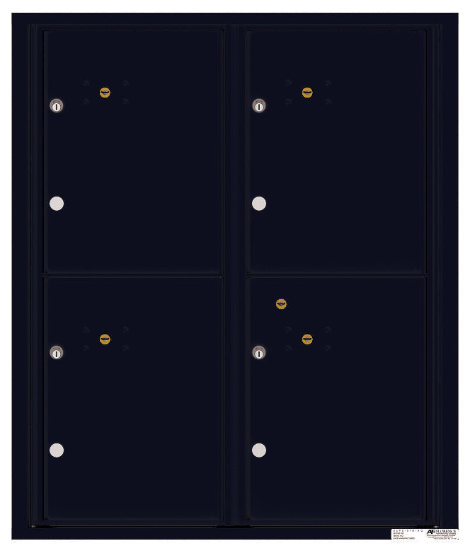 Versatile Front Loading Fully Recessed Double Column Commercial Mailbox with 4 Large Parcel Lockers-Black (BK)