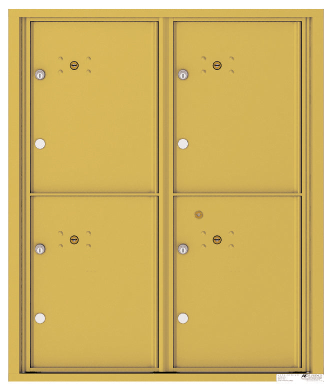 Versatile Front Loading Fully Recessed Double Column Commercial Mailbox with 4 Large Parcel Lockers-Gold Speck (GS)