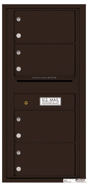 Versatile Front Loading Single Column Commercial Mailbox with 4 Tenant Compartments and Outgoing Mail Slot-Dark Bronze (DB)