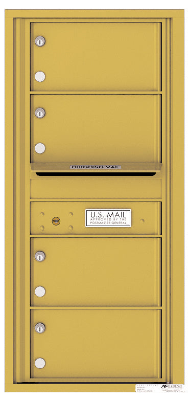 Versatile Front Loading Single Column Commercial Mailbox with 4 Tenant Compartments and Outgoing Mail Slot-Gold Speck (GS)