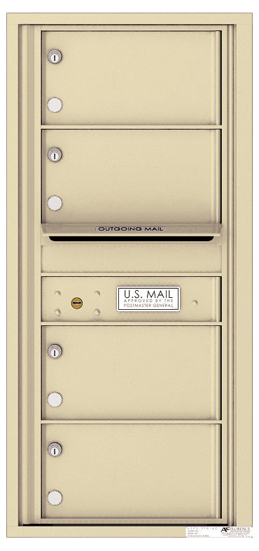 Versatile Front Loading Single Column Commercial Mailbox with 4 Tenant Compartments and Outgoing Mail Slot-Sandstone (SD)