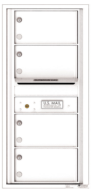 Versatile Front Loading Single Column Commercial Mailbox with 4 Tenant Compartments and Outgoing Mail Slot-White (WH)