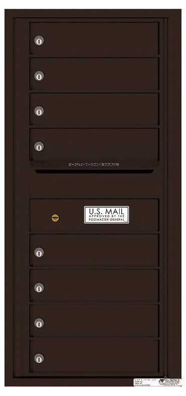 Versatile Front Loading Single Column Commercial Mailbox with 8 Tenant Compartments and Outgoing Mail Slot-Dark Bronze (DB)