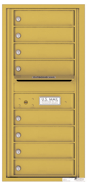 Versatile Front Loading Single Column Commercial Mailbox with 8 Tenant Compartments and Outgoing Mail Slot-Gold Speck (GS)