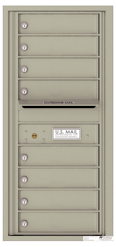 Versatile Front Loading Single Column Commercial Mailbox with 8 Tenant Compartments and Outgoing Mail Slot-Postal Grey (PG)