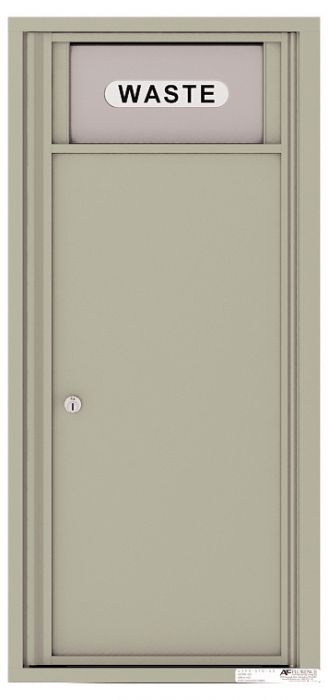Versatile Front Loading Single Column Medium Size Trash Receptacle Recycling Bin-Postal Grey (PG)