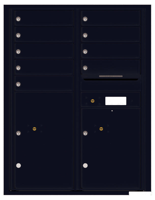 Versatile Front Loading Double Column Commercial Mailbox with 9 Tenant Doors and 2 Parcel Lockers-Black (BK)