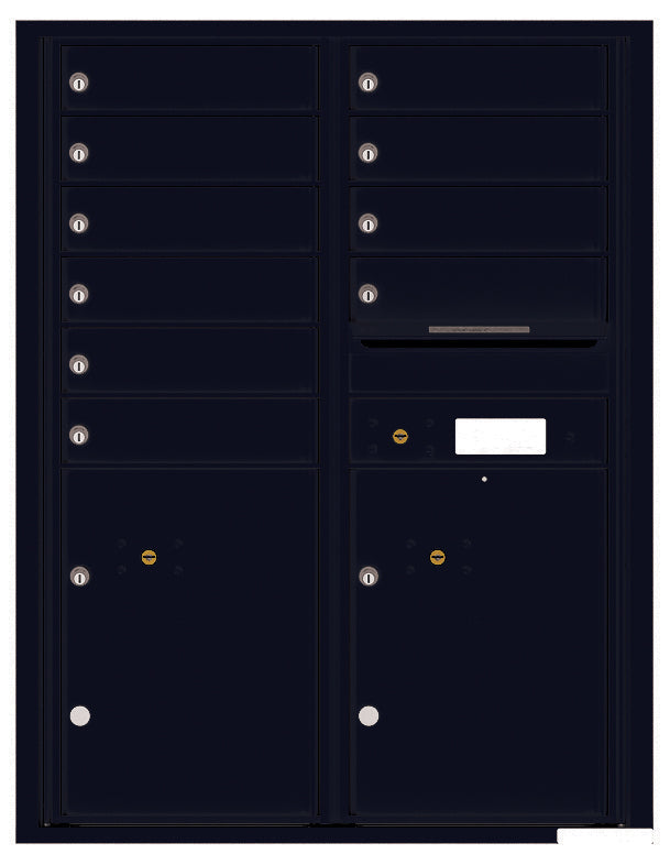 Versatile Front Loading Double Column Commercial Mailbox with 10 Tenant Doors and 2 Parcel Lockers-Black (BK)