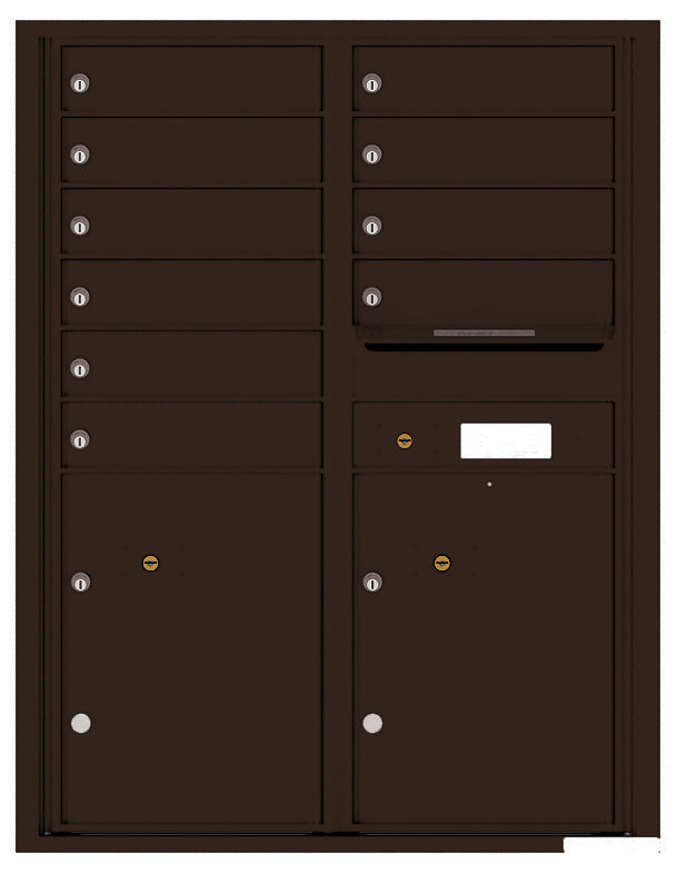 Versatile Front Loading Double Column Commercial Mailbox with 10 Tenant Doors and 2 Parcel Lockers-Dark Bronze (DB)