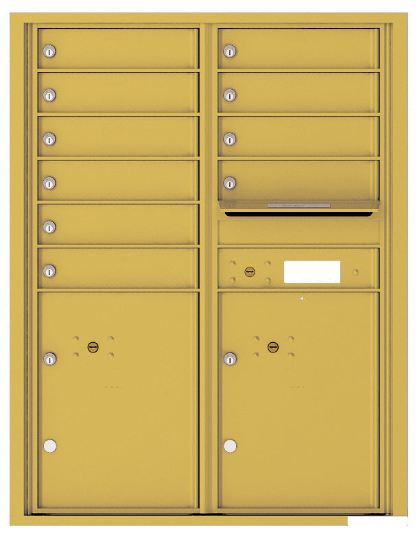 Versatile Front Loading Double Column Commercial Mailbox with 10 Tenant Doors and 2 Parcel Lockers-Gold Speck (GS)