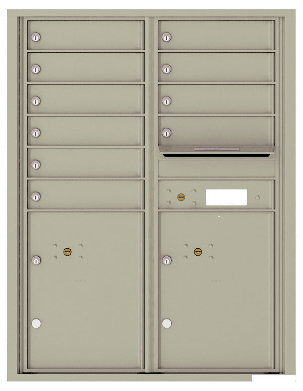 Versatile Front Loading Double Column Commercial Mailbox with 10 Tenant Doors and 2 Parcel Lockers-Postal Grey (PG)