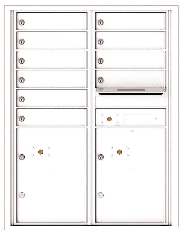 Versatile Front Loading Double Column Commercial Mailbox with 10 Tenant Doors and 2 Parcel Lockers-White (WH)