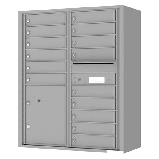 Florence 4C Horizontal Mailbox - 15 Doors, 1 Parcel Locker - 11 Doors High Private Access