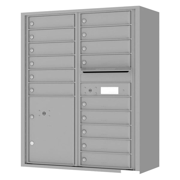 Florence 4C Horizontal Mailbox - 15 Doors, 1 Parcel Locker - 11 Doors High Private Access