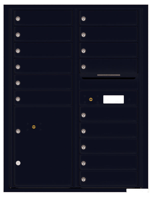 Versatile Front Loading Double Column Commercial Mailbox with 15 Tenant Doors and 1 Parcel Locker-Black (BK)