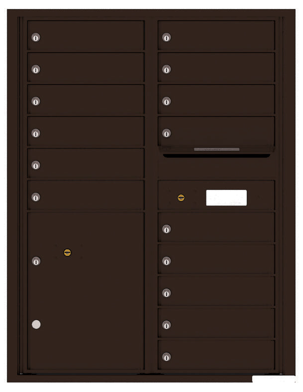 Versatile Front Loading Double Column Commercial Mailbox with 15 Tenant Doors and 1 Parcel Locker-Dark Bronze (DB)