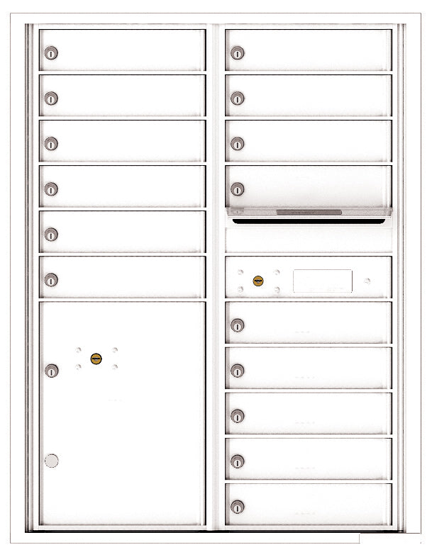 Versatile Front Loading Double Column Commercial Mailbox with 15 Tenant Doors and 1 Parcel Locker-White (WH)