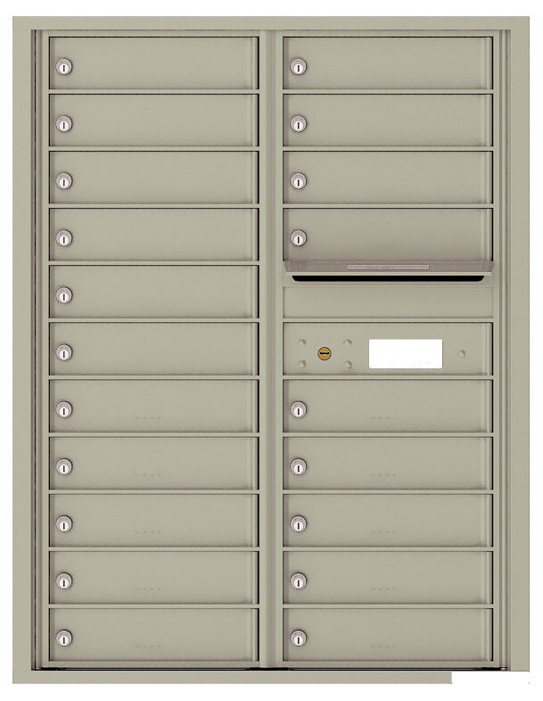 Versatile Front Loading Double Column Commercial Mailbox with 20 Tenant Doors and Outgoing Mail Slot-Postal Grey (PG)