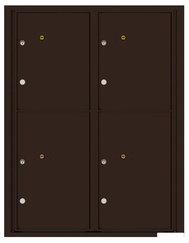 Versatile Front Loading Fully Recessed Single Column Commercial Mailbox with 2 Extra-Large Parcel Lockers-Dark Bronze (DB)