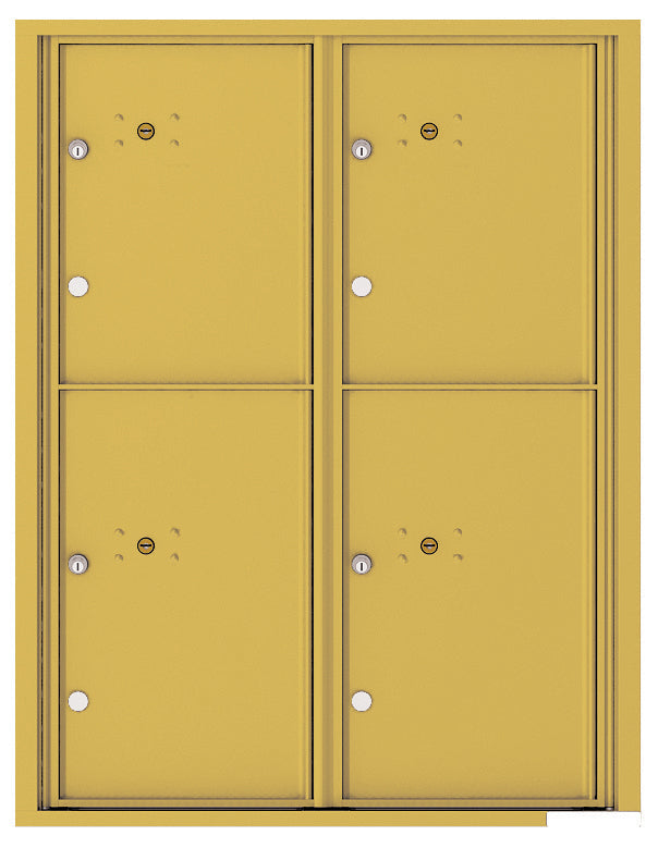 Versatile Front Loading Fully Recessed Single Column Commercial Mailbox with 2 Extra-Large Parcel Lockers-Gold Speck (GS)