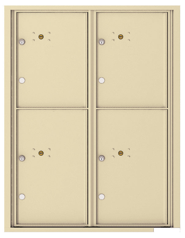 Versatile Front Loading Fully Recessed Single Column Commercial Mailbox with 2 Extra-Large Parcel Lockers-Sandstone (SD)