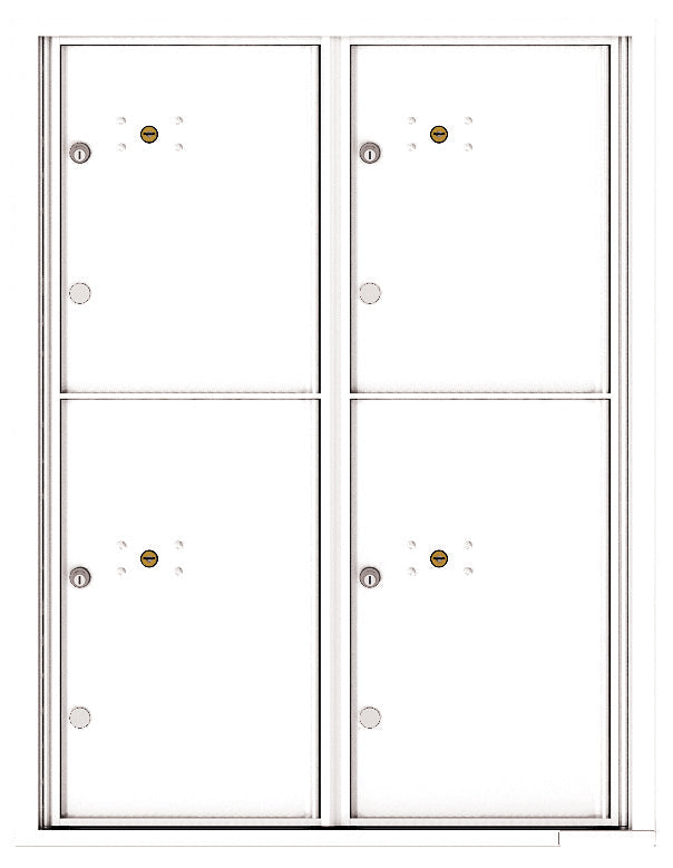 Versatile Front Loading Fully Recessed Single Column Commercial Mailbox with 2 Extra-Large Parcel Lockers-White (WH)
