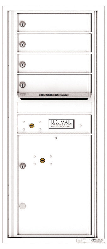 Versatile Front Loading Single Column Commercial Mailbox with 4 Tenant Doors and 1 Parcel Locker-White (WH)